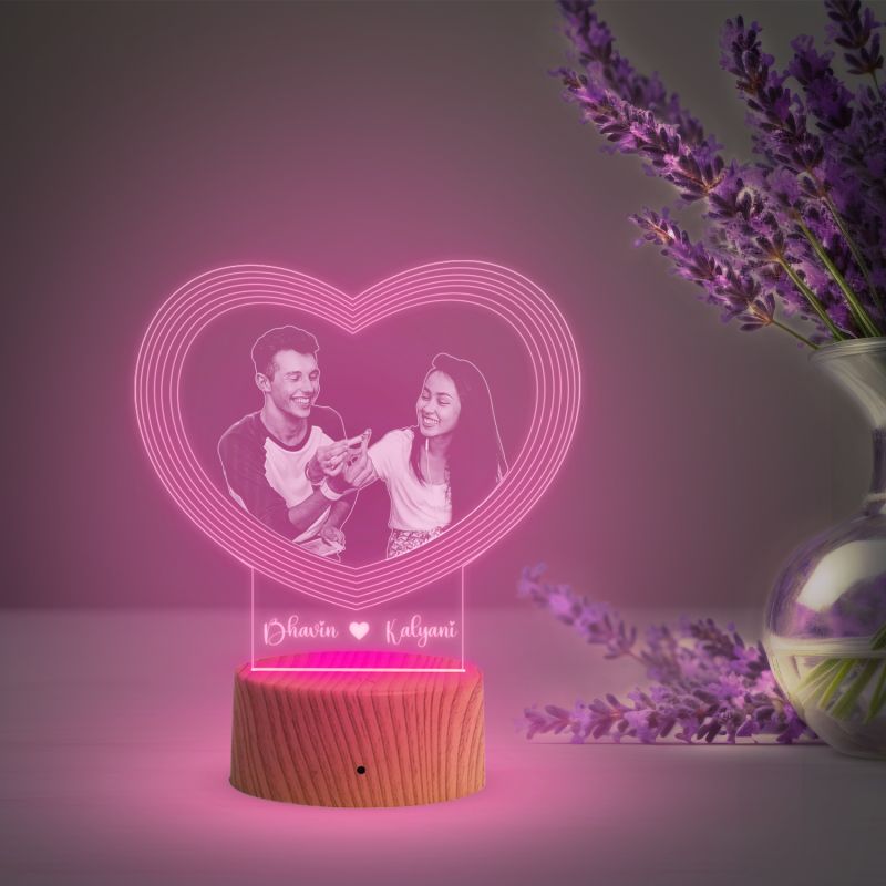 Couple night lamp with Warm White light Customized With Photo gift fir wife husbansd